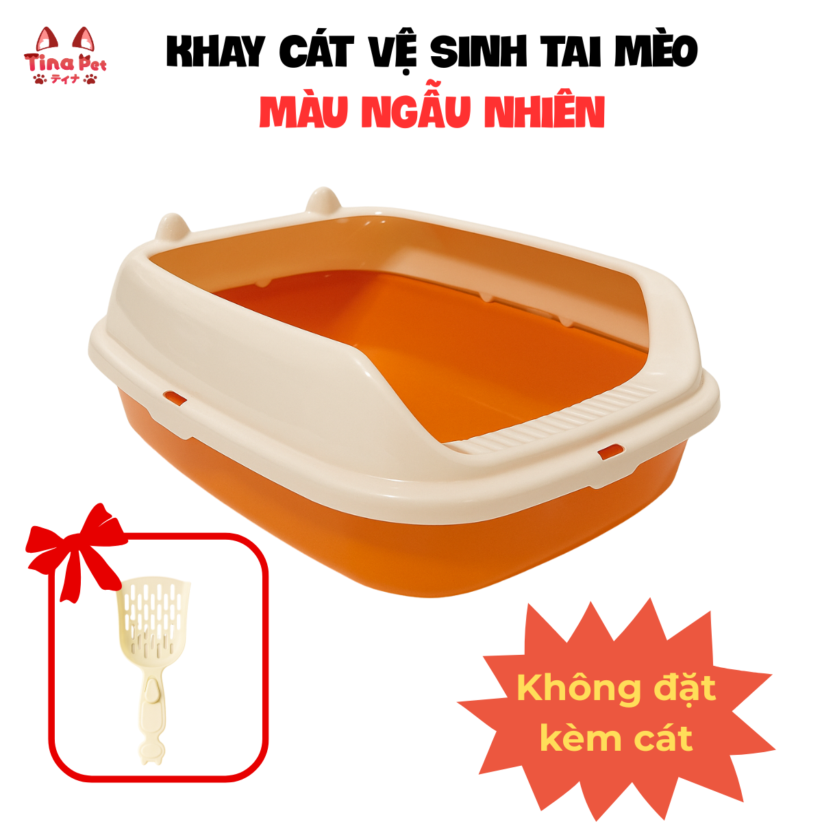 [KHÔNG ĐẶT KÈM CÁT NHA Ạ] Khay cát vệ sinh cho mèo, hình tai mèo dễ thương TINA PET